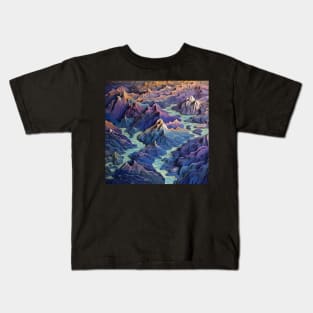 3d Mountains Kids T-Shirt